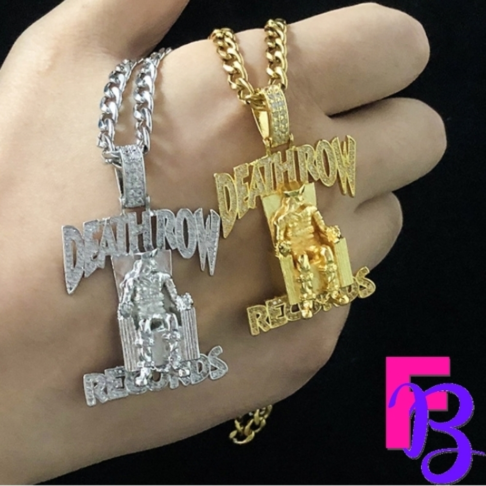 *NEW!* 14K Iced Death Row Records Pendant & Chain - Picture 4 of 16